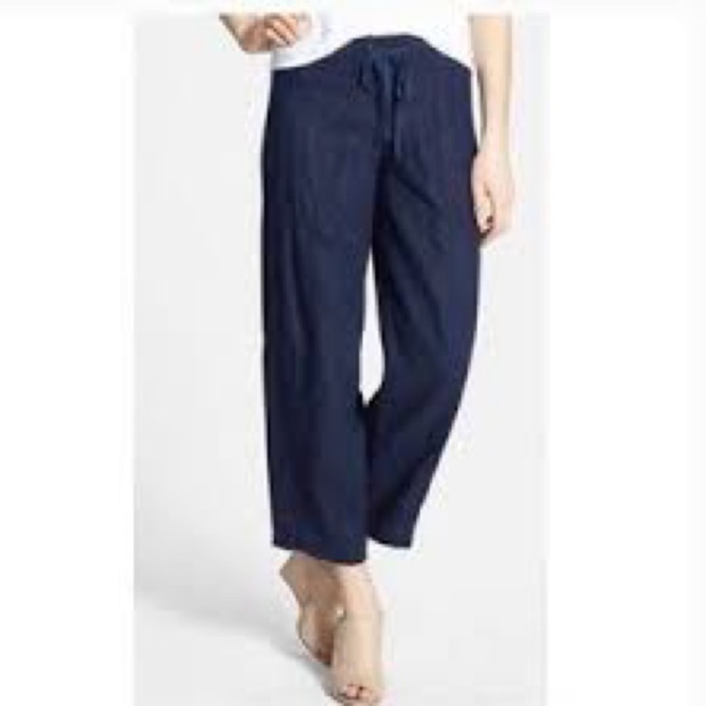 Eileen Fisher Ankle Wide Leg Pull-on Washed Organic Linen Size 1X W